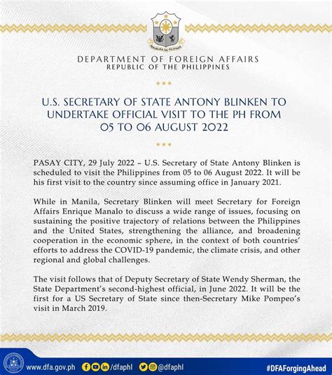 Dfa Philippines On Twitter Read U S Secretary Of State Antony