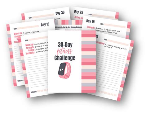 30 Day Fitness Challenge Template Cool Bean Design