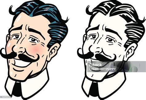 Vintage Man With Mustache Stock Illustration Download Image Now Barber Old Fashioned Retro