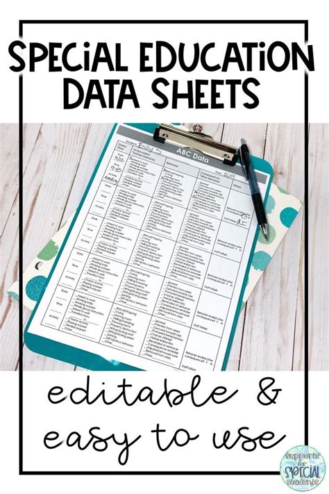 A Binder With The Text Special Education Data Sheets Editable And Easy To Use