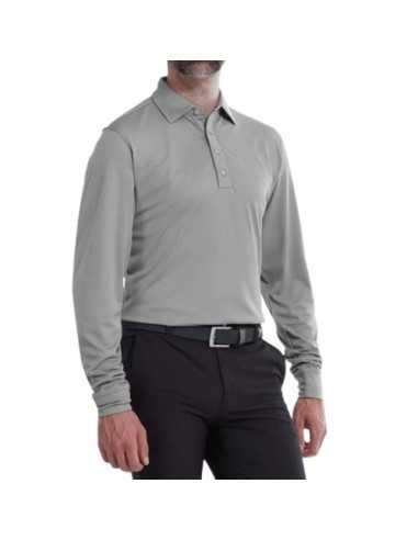 Footjoy Thermolite Long Sleeved Smooth Pique Gray Man Polo Shirt