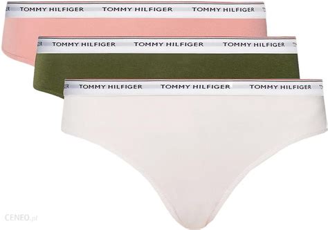 TOMMY HILFIGER BIKINI DAMSKIE MAJTKI 3 PACK BIKINI ZIELONE RÓŻOWE