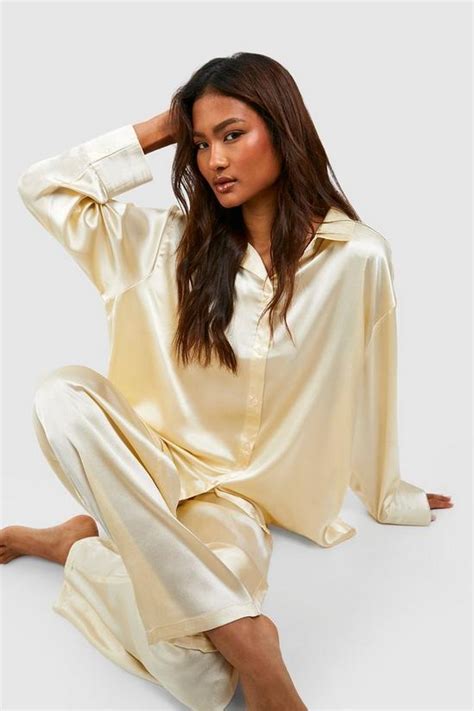 Nightwear Tall Satin Oversized Pyjama Set Boohoo