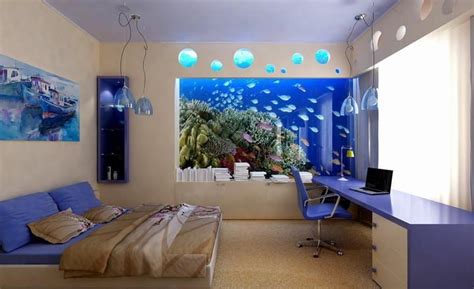 Truly Amazing Interiors With Fascinating Aquarium Bedroom Design