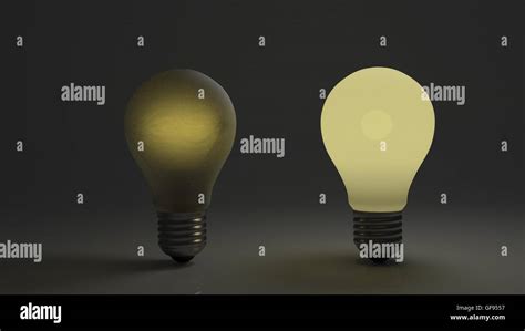 dim  bright bulb side  side showing comparison  dim  bright