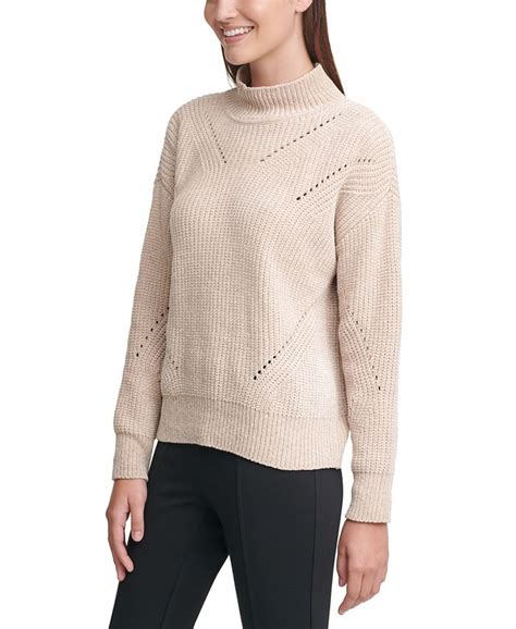 Calvin Klein Chenille Mock Neck Pointelle Sweater Macys