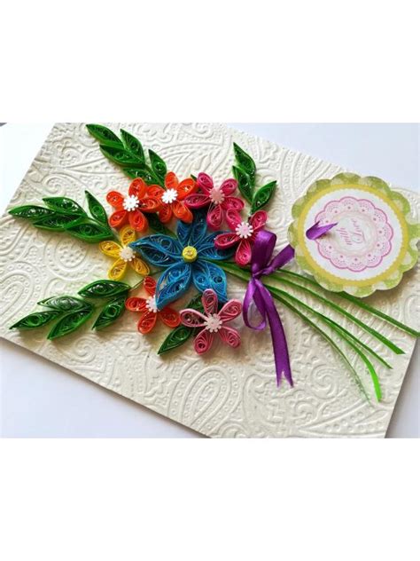 Buy Quilled Flowers in Bouquet Greeting Card | QuillingTreasures.com