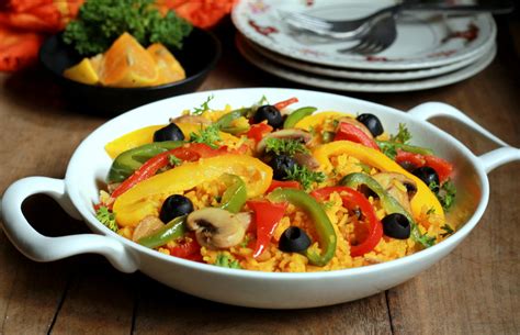 Vegetable Paella Recipe (Spanish Style Vegetable Rice) by Archana's Kitchen