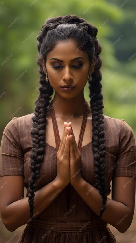 Premium Ai Image Sri Lanka Girl Two Hands Pressed Together In Prayer