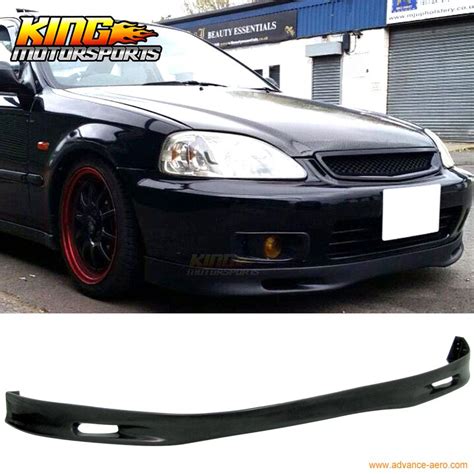 For 99 00 Honda Civic Ek Front Bumper Lip Spoon Style Poly Urethane Spoiler Pu Honda Civic