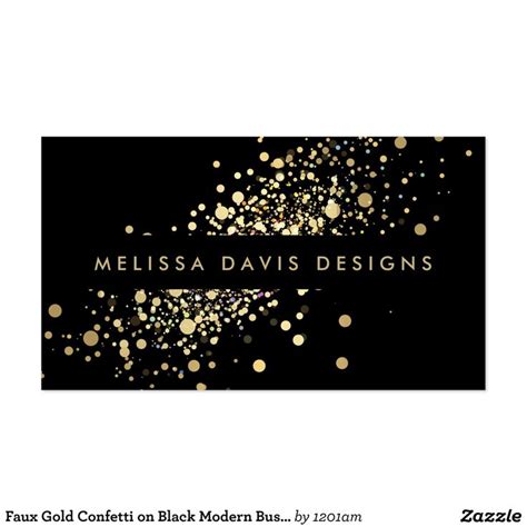 Faux Gold Confetti On Black Modern Business Card Zazzle