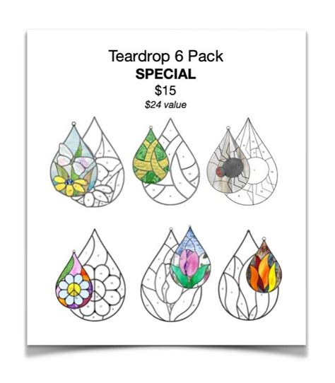 Teardrop Stained Glass Pattern 6 Pack Special Etsy In 2024 Stained