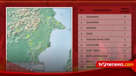 38 Tititk Panas Terdeteksi Tersebar Di Provinsi Kalimantan Timur