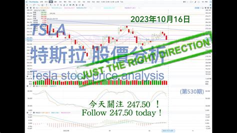 Tsla 特斯拉 股票价格走势的分析 2023年10月16日（第530期） Tesla K线技术分析 Youtube