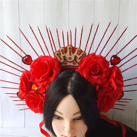 Queen Of Hearts Crown Red Halo Headpiece Queen Hearts Headband Cosplay