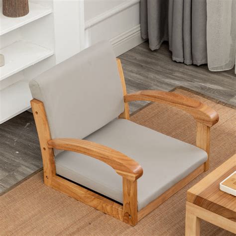 Solid Wood Floor Chair Tatami Chair With Armrests Low Chair Backrest No