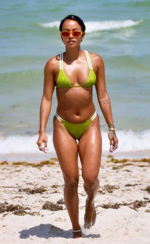 Karrueche Tran In A Neon Green Bikini On The Beach In Miami 05 05 2023