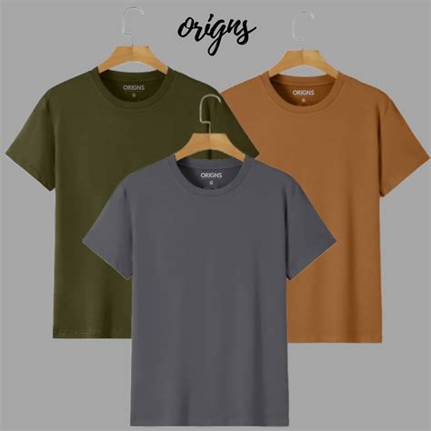 Kit 3 Camisetas Básicas Masculinas Slim Algodão 30 1 ORIGNS Escorrega