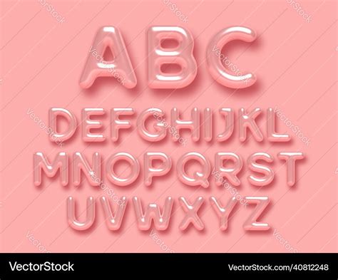 3d Glossy Pink Alphabet Set Royalty Free Vector Image