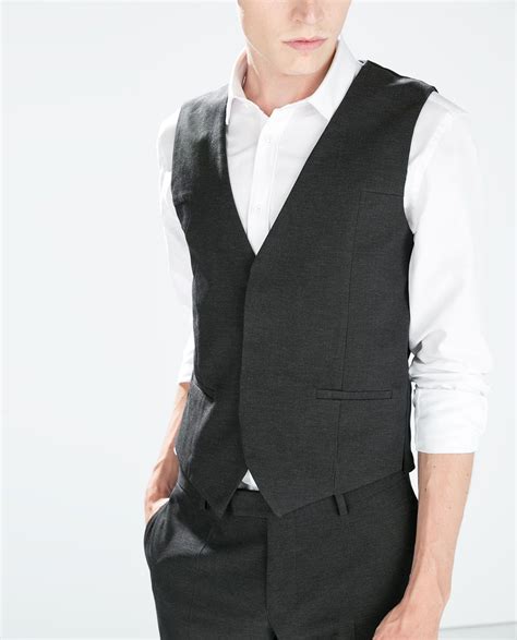 Zara Sale Grey Structured Weave Waistcoat