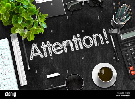 Attention Handwritten On Black Chalkboard 3D Rendering Stock Photo Alamy