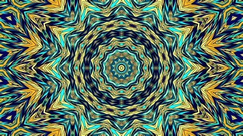 Blue Yellow Fractal Art Pattern Kaleidoscope Bright Motley Abstraction