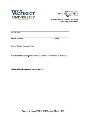 Fillable Online Senior Thesis Approval Form Webster University Vienna