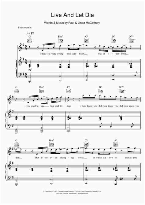 Live And Let Die Piano Sheet Music | OnlinePianist