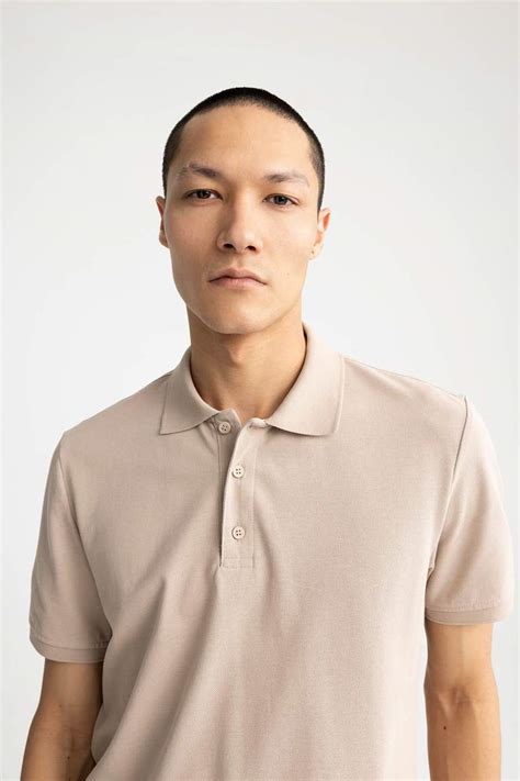 Beige Man Regular Fit Polo T Shirt Defacto