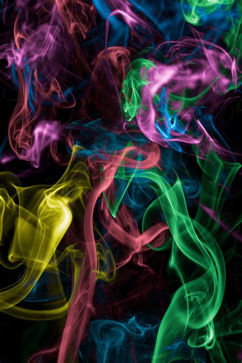 Abstract Smoke Rainbow Dark Multicolored Motley Colored Smoke Coloured Smoke Hd Phone