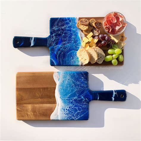 Ocean Resin Charcuterie Board Beach Wave Serving Platter Etsy