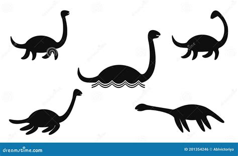 Nessie The Monster Flat Vector Illustration Loch Ness Monster On White Background