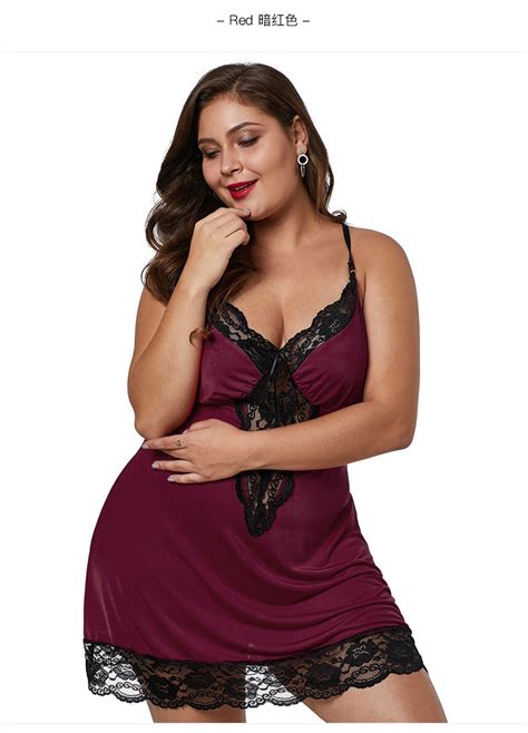 Mature Women Plus Size Lace Lingerie Sexy Hot Hollow Out Sleepwear