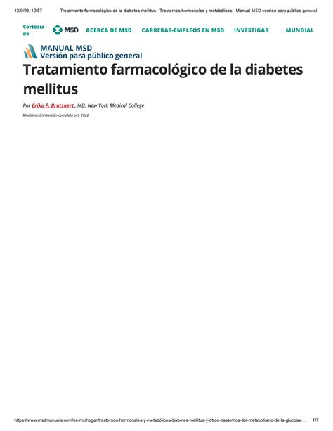 Tratamiento farmacológico de la diabetes mellitus Trastornos