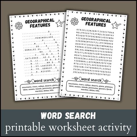 Geographical Features Word Search Puzzle Worksheet Activity Made By