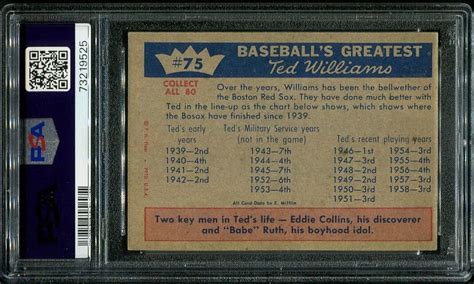 1959 Fleer Ted Williams 75 With Babe Ruth PSA 6 HOF 73219525 All