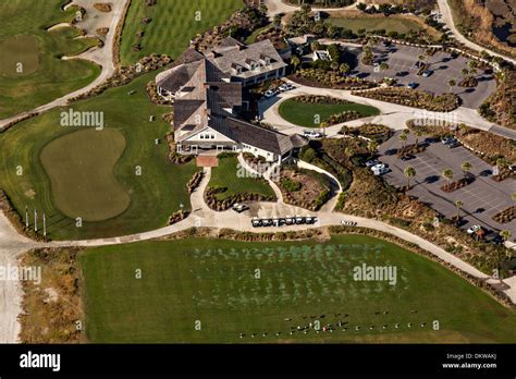 Aerial view of the Ocean Course golf clubhouse on Kiawah Island, SC ...