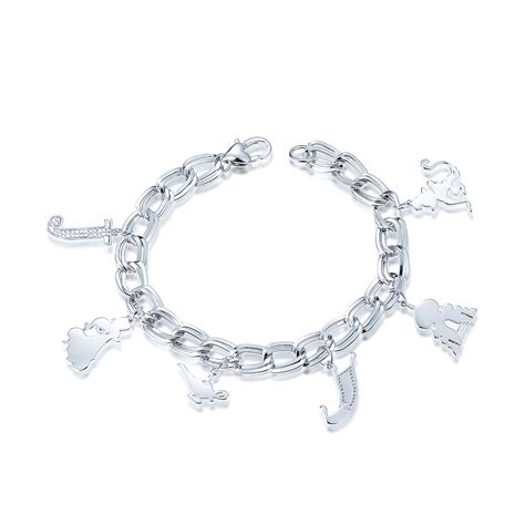 Disney Couture Kingdom Aladdin Princess Jasmine Charm Bracelet White Gold