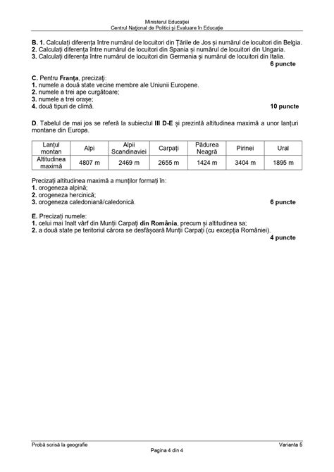 Baremele I Subiectele Pentru Geografie I Economie Bac Edupedu Ro