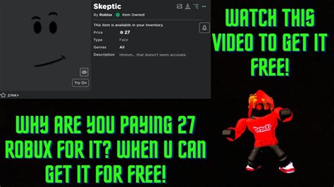 How To Get Skeptic Face For Free Roblox Youtube