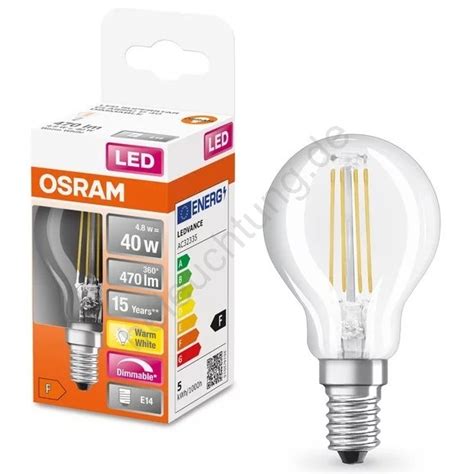 Dimmbare LED Glühbirne VINTAGE E14 4 8W 230V 2700K Osram Beleuchtung de