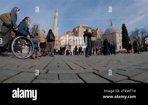 People In Front Of Hagia Sophia Saint Sophie Cathedral Iconic Place