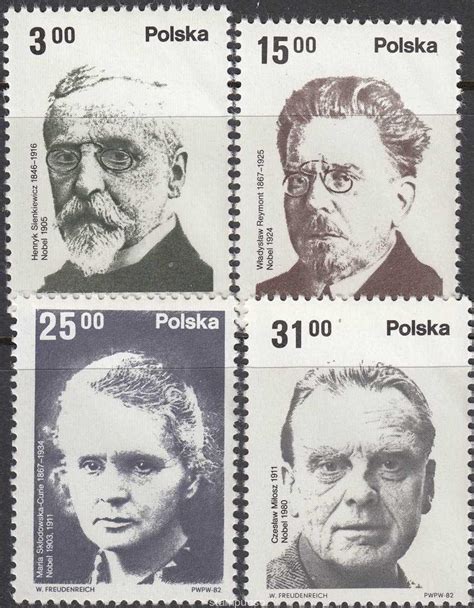 Poland 1982 Mi 2808-2811 Polish Nobel Prize Winners Sc 2517-2520 for ...