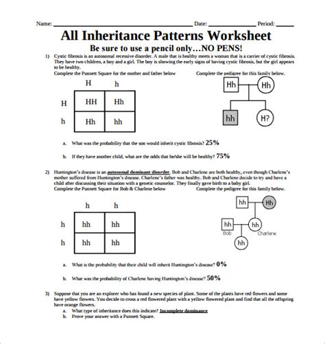 Complex Inheritance Patterns Worksheet Answers