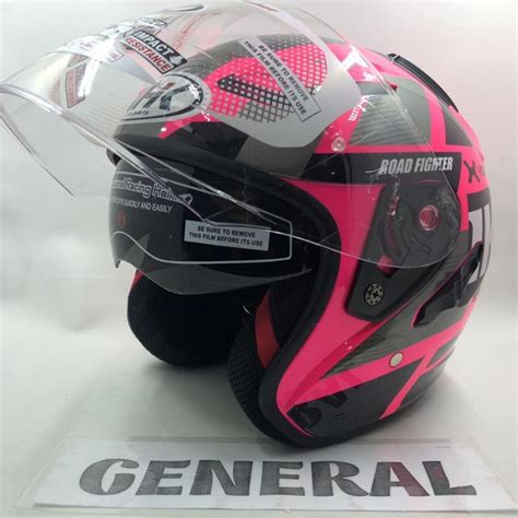 Jual Helm ORIGINAL NHK R1 Neuro Pink Fluo Silver Double Visor Half