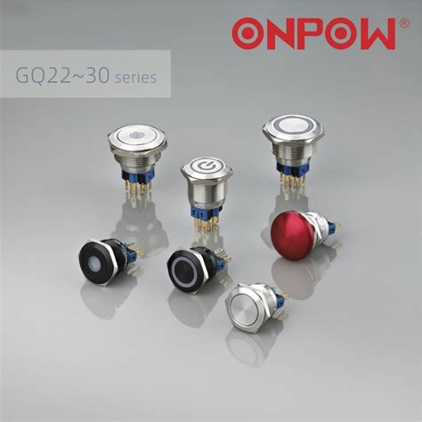 Onpow 22mm Stainless Steel Ring Illuminated Push Button Switch GQ22