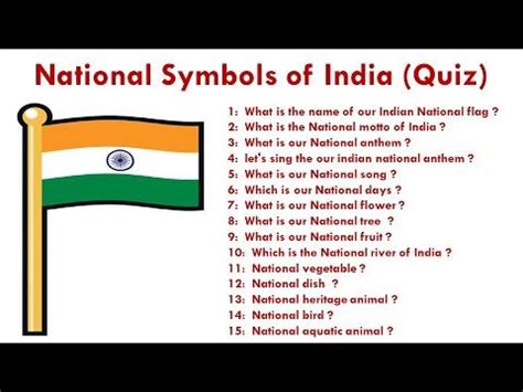 National Symbols Of India Quiz Official Symbols Of India India GK