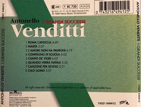 Antonello Venditti I Grandi Successi Cd Comp Re Ebay