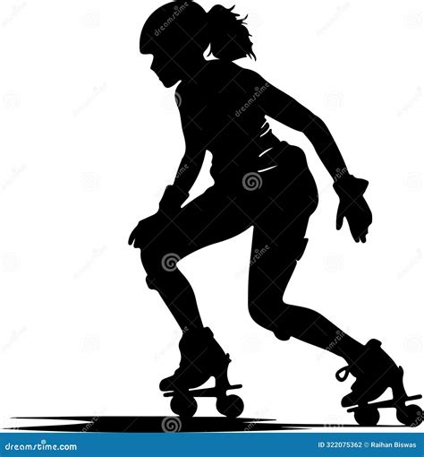 Roller Derby Girl Silhouette Skating Silhouette Stock Vector