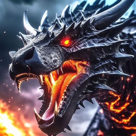 Premium AI Image | Dragon head on fire background Fantasy dragon head ...